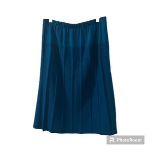 Womens Teal Elastic Waist Knee Length Acrylic Nylon Blend Knit Skirt Sz 16 USA